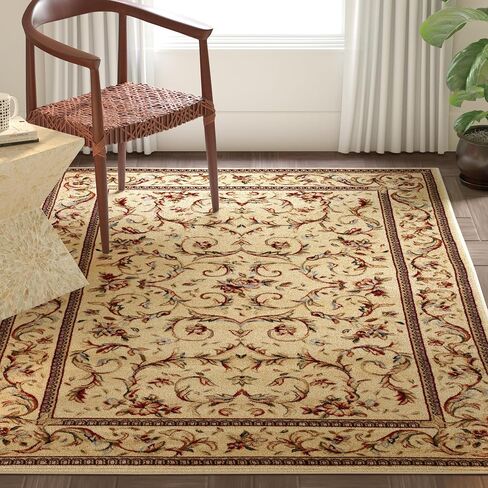 سجادة SAFAVIEH Lyndhurst Collection Accent - 4 × 6 بوصة، عاجي وعاجي، تصميم ملتف، لا يتساقط ويسهل العناية به، مثالي للمناطق ذات حركة المرور العالية في المدخل، وغرفة المعيشة، وغرفة النوم (LNH322A) in Saudi Arabia