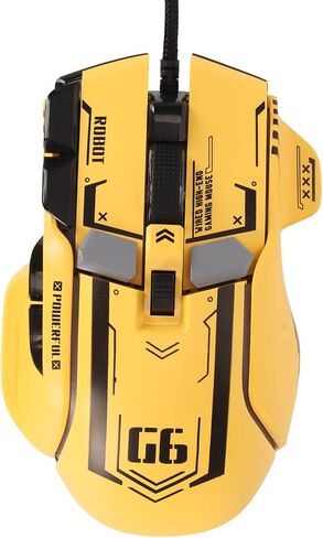 الماوس السلكي للألعاب ، 10 أزرار قابلة للبرمجة ، 13 أوضاع إضاءة RGB ، 6 سرعات 12800di ، الماوس USB كمبيوتر مريح ، دعم سطح مكتب مفتاح واحد ، طول كابل 1.75 متر (أصفر) in Kuwait