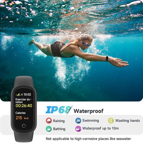 Fitness Tracker Watch with Sleep Tracker/IP68 Waterproof, Activity Tracker with Pedometer Step Counter, Health Watch for Women Men with 14 Sports Compatible Android iOS, Black in Kuwait