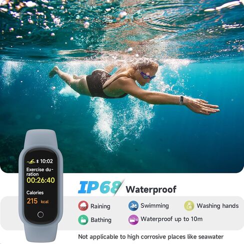 Fitness Tracker Watch with Sleep Tracker/IP68 Waterproof, Activity Tracker with Pedometer Step Counter, Health Watch for Women Men with 14 Sports Compatible Android iOS, Black in Kuwait