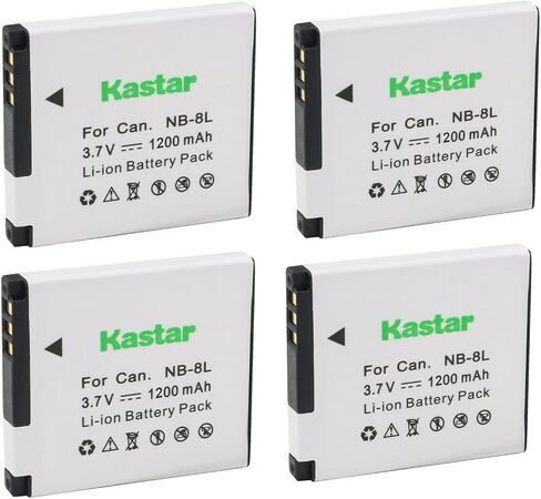 Kastar 4-Pack NB-8L / NB-8LH Battery 3.7V 1200mAh Replacement for Canon PowerShot A2200, PowerShot A3000 is, PowerShot A3100 is, PowerShot A3150 is, PowerShot A3200 is, PowerShot A3300 is Camera in Saudi Arabia