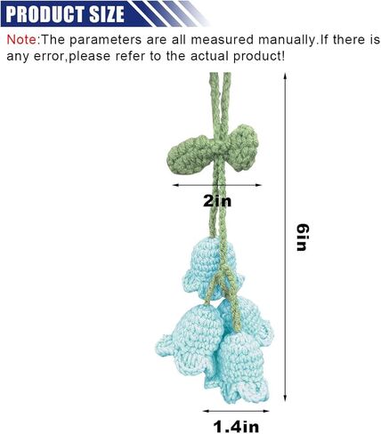 Car Mirror Hanging Accessories, Cute Crochet Suzuran Car Rearview Mirror Charm, Handmade Knitting, Fit for Backpack, Keychain (White) in Saudi Arabia