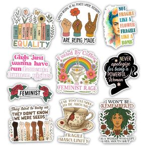TODOLIA (10Pcs-3in) Feminist Sticker Pack, Women Empowering Sticker, Equality Support Women's Rights Activist Gift, Inspirational Decoration for Laptop Tablet Journal Water Bottle Helmet Vehicles