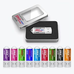 Custom USB Flash Drive with Metal Box, 100 Pack USB 2.0 Thumb Drive with Custom Branding, Ideal for Software Distribution, Portable and Stylish, Perfect for Retailers and E-Commerce (1, GB)