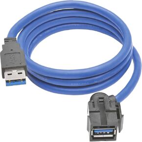 Tripp Lite USB 3.0 Keystone/Panel Mount Extension Cable (M/F), Angled Connector, Black, 1' (U324-001-KPA-BK)