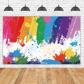 Colorful Paint Splash Backdrop Abstract Oil Painting Studio Props Banner Paint Art Party Decorations Birthday Photo Booth Props 6x4ft