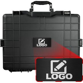 Large 22 inch Protective, Camera, Tools, Equipment Laptop Hard Case with Custom Logo Engraved Plate Waterproof with Foam (Black)