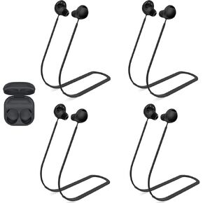 4pcs حزام مضاد للاضطراب لـ Galaxy Buds 2 ، إكسسوارات الحبل الناعم للسيليكون المتوافقة مع Samsung Galaxy Buds 2 حبل الرقبة (4pcs أسود)