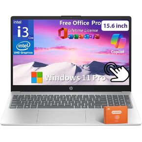 HP 15.6" Touchscreen Laptop, Intel 13th Core i3-1315U(Up to 4.5GHz), Intel UHD Graphics, 16 GB RAM, 1 TB SSD, Copilot, Long Battery Life, Anti-Glare, Windows 11 Pro & Office Pro Lifetime License