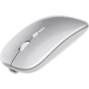 Ultra-Thin 2.4G Office Wireless Mouse - Mute Charging Notebook Home With USB Receiver Compatible for PC, Laptop, Computer, MacBook (Silver)