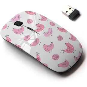 2.4G Wireless Mouse with Cute Pattern Design for All Laptops and Desktops with Nano Receiver - Cute Pink Chicken