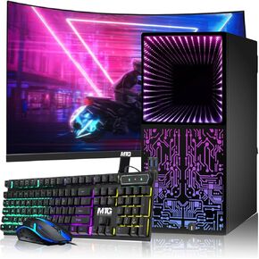 TechMagnet Gaming PC Desktop Intel core i7 8th Gen, Horizon+, AMD RX-550 4GB DDR5, 16GB RAM, 240GB SSD + 2 TB HDD, New MTG 27 Inch Monitor, HDMI, DVI, VGA, RGB Keyboard Mouse, Win 11 Home (Renewed)
