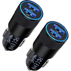 شاحن سريع للسيارة ، 2PACK 3.4A محول سيارة سريع الشحن ، شاحن USB DAILTER DUTLED DAILTER FORTH FOR IPHINE 16E 16 15 14 13 11 PRO MAX SE XR X 8 7 PLUS ، Samsung Galaxy S25 S24 S23 S22 S21 S20 S20 A56