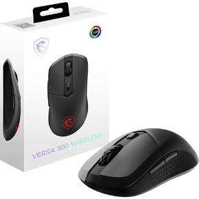 MSI Versa 300 Wireless Gaming Mouse - 8000 DPI Optical Sensor, 1000 Hz Polling Rate, Symmetrical, 30M+ Click Kailh Micro Switches, 6 Buttons, 50-Hour Battery, 1ms Latency, RGB, 60g - Wired/Wireless