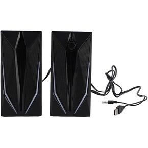 1 Pair 2.0 Inch Speaker with RGB Light USB Small Multimedia Speaker for Laptop Desktop PC