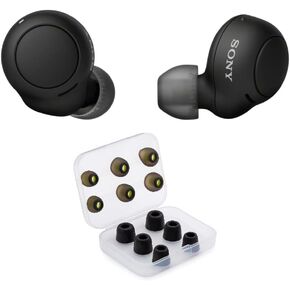 Sony WF-C500 Truly Wireless in-Ear Bluetooth Earbud Headphones (Black) Bundle with Foam and Silicone Earbud Tips (2 Items)