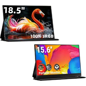 15.6" & 18.5" Portable Monitor FHD 1080P IPS Screen, USB C HDMI Port for Laptop Mac PC