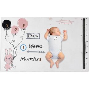 Baby Monthly Milestone Blanket, Love You to The Moon Design, Photo Props with Number Frames, 12 Month Growth Tracker (Golden Moon)