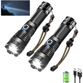 Rechargeable Flashlights High Lumens LED,Home Outdoor Emergency Powerful Flash Light Power Super Bright Torch Camping Hiking