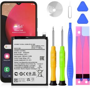 بطارية Galaxy A02S ، (2025 إصدارًا جديدًا) 5800 مللي أمبير في الساعة HQ-50S بطارية Li-Polymer عالية السعة لـ Galaxy A02S SM-A025U SM-A025U1 SM-A025G SM-A025F SM-A025M/DS مع مجموعة أدوات الإصلاح الاحترافية