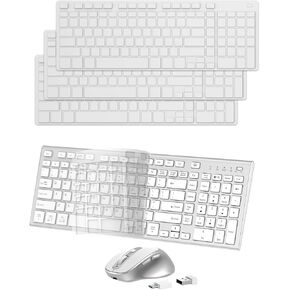 Wireless Keyboard Mouse Combo + 3 Pack Keyboard Cover