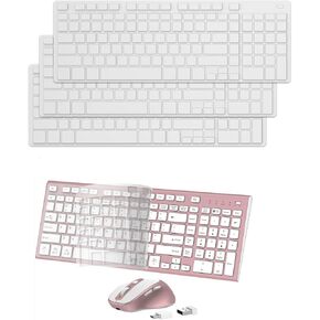Wireless Keyboard Mouse Combo + 3 Pack Keyboard Cover