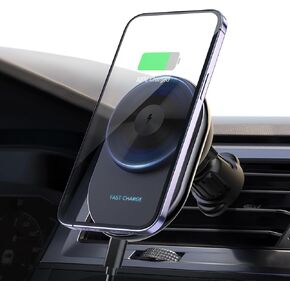 Magsafe Charger Car Mount ，15W【Cooling Fan】 Car Vent Phone Mount ，Magnetic Wireless Car Charger for iPhone 16 Pro Max/16/15/14/13/12, Black