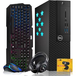 Dell Desktop PC Gaming Bundle - Core i5, 16GB RAM, 512GB SSD, AMD RX 550, RGB Keyboard with AI-Enabled Copilot Key, Mouse, RGB Headphone, Webcam, Wi-Fi, Win 11 Pro (Renewed)
