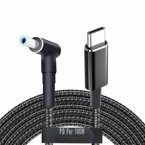 USB C to 4.5mm Adapter Charging Cable Fast 100W PD Power Charger Type C Male to 90 Degree DC 4.5 x 3.0mm Barrel Jack Plug Converter Cord for ENVY Pavilion Spectre Stream 11 13 Notebook 14 HP Laptops
