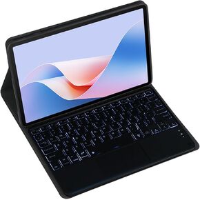 Magnetic Detachable Wireless Keyboard & Mouse Combo with Leather Cover for Samsung Galaxy Tab A 8.0 8-inch 2019 SM-P200/P205 Tablet Full Wrapped Protection Keyboard Case (Black,Touch Pad)