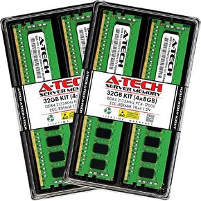 A-Tech 32GB Kit (4x8GB) Memory RAM for HP Z440 Workstation - DDR4 2133MHz PC4-17000 ECC Registered RDIMM 1Rx4 1.2V - Server