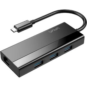 VAVA 4-in-1 USB C to Ethernet Adapter, 3USB 3.0 Ports USB C Hub, 1Gbps RJ45 Gigabit Ethernet LAN Network Adapter for MacBook Pro 2019/2018/2017, MacBook Air 2018, Surface Book 2 and More
