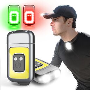 Yls Clip On Running Light, 5 Lighting Modes LED Running Flashlight Portable Weatherproof Hat Light Rechargeable Night Running Lights Lightweight Hat Clip Light for Running Camping Hiking Jogging in Kuwait