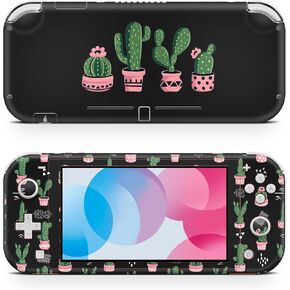 ZOOMHITSKINS Switch Lite Accessories, Compatible for Switch Lite Skin, Cactus Black Green Pink Cute Cartoon Desert, 3M Vinyl, Durable & Fit, Easy to Install, Made in The USA