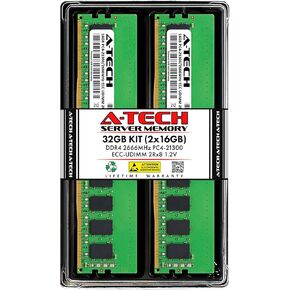 A-Tech 64GB Kit (2x32GB) RAM for QNAP TVS-h1688X NAS | DDR4 2666MHz PC4-21300 ECC-UDIMM 2Rx8 1.2V 288-Pin ECC Unbuffered DIMM Memory Upgrade