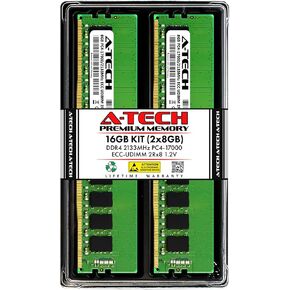 A-Tech 16GB Kit (2x8GB) RAM for HP ProLiant DL20 G9, MicroServer G10, ML10 G9, ML30 G9 | DDR4 2133MHz PC4-17000 ECC-UDIMM 2Rx8 ECC Unbuffered Server Memory Upgrade