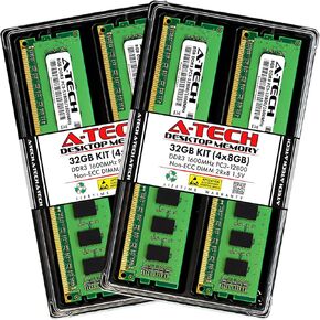 A-Tech 32GB (4x8GB) RAM Replacement for BLS4KIT8G3D1609DS1S00 | DDR3 1600MHz PC3-12800 CL11 UDIMM 2Rx8 1.5V Non-ECC DIMM 240-Pin Desktop Memory Modules