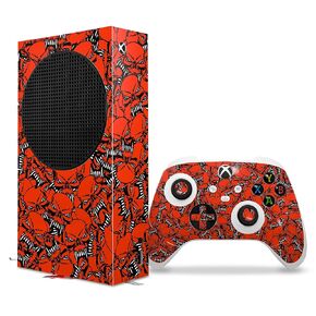 WraptorSkinz Skin Decal Vinyl Wrap compatible with the XBOX Series S Console and Controller Scattered Skulls Red (GAMING CONSOLE NOT INCLUDED)