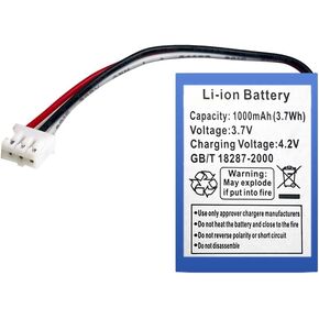 Rechargeable 3.7V Li-ion Battery with 1000mAh Capacity with 3-Pin Connector, Replacement Battery for TEL-SIM400G and TEL-SIM401E Model