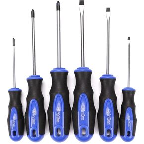 Navegando 6-Piece Magnetic Screwdriver Set with Cr-V Steel, Non-Slip Handle for Home Repair, Electronics, Woodworking – Phillips & Slotted Bits (PH2, PH1, PH0, 6mm, 5mm, 3mm).