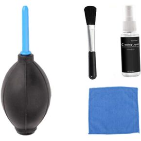 POPETPOP 4pcs Cleaning Tools Air Blower Keyboard Brush Cleaning Fluid and Microfiber Cloth for Electronics Maintenance for Monitors and Keyboards