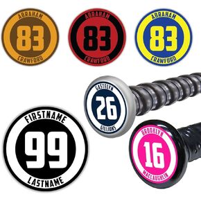 Custom Player Name Number for Baseball Bat Knob Personalized Baseball Softball Bats Helmet Decal Waterproof Vinyl Sticker for Helmet Laptop Water Bottle for Sport Men Women (Updated Size fit Bat Knob)