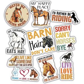 TAYTA (10pcs) Horse Stickers Horse Lover Decals Equestrian Cute Horse Lover Gifts Funny Gifts Multiple Different Design, Waterproof, UV- Resistant, Suitable for Tumbler, Laptop, Car, Truck