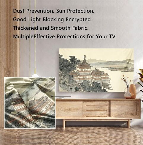 Universal Indoor TV Dust Cover for Wall Mounted LED LCD Monitor Dust Cover Art Cloth Liquid Crystal Display Protective Case Dustproof TV Cover(Size:58IN,Color:C) in Saudi Arabia