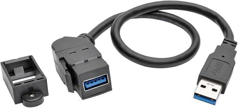 Tripp Lite USB 3.0 Keystone/Panel Mount Cable (M/F) ، موصل زاوية ، أسود ، 1 '(U324-001-KPA-BK) in Saudi Arabia