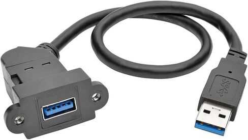 Tripp Lite USB 3.0 Keystone/Panel Mount Cable (M/F) ، موصل زاوية ، أسود ، 1 '(U324-001-KPA-BK) in Saudi Arabia