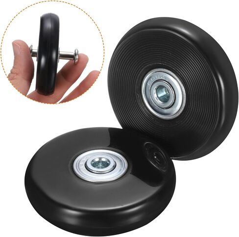 uxcell Luggage Wheels Replacement 70 x 19 mm/2.8" x 0.8" Rubber Swivel Caster Bearing Wheels Repair Kits for Suitcase Inline Outdoor Skate, Black 2Set in Saudi Arabia