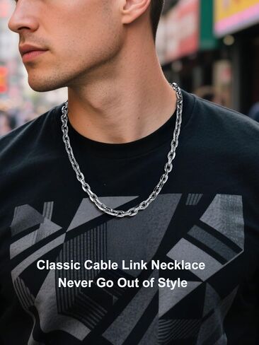 316L Stainless Steel Chain for Men/Women, Cable Link Necklace, 3/5/7/9/12MM Width, 18-30" (Send Gift Box) in Kuwait
