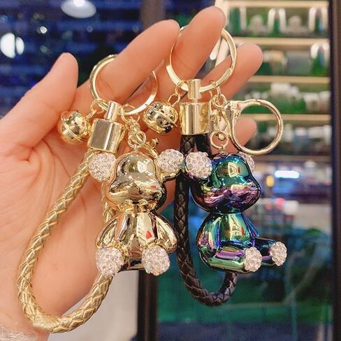 Men Women Boy Girl Cool Half Mechanical Body Standing Bear Keychain Christmas Gift Animal Pendant Metal Key Ring in Saudi Arabia