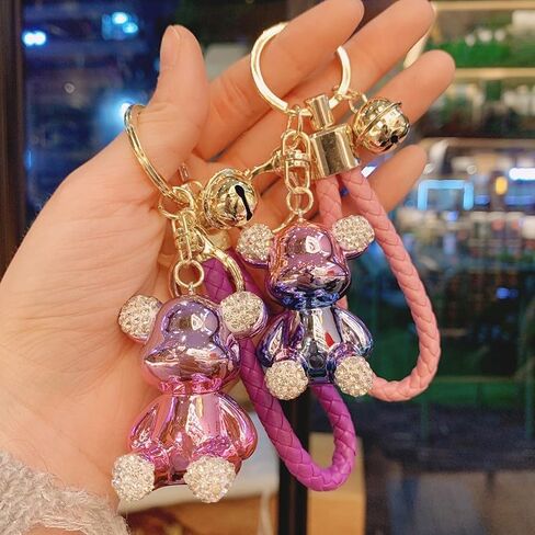 Men Women Boy Girl Cool Half Mechanical Body Standing Bear Keychain Christmas Gift Animal Pendant Metal Key Ring in Saudi Arabia